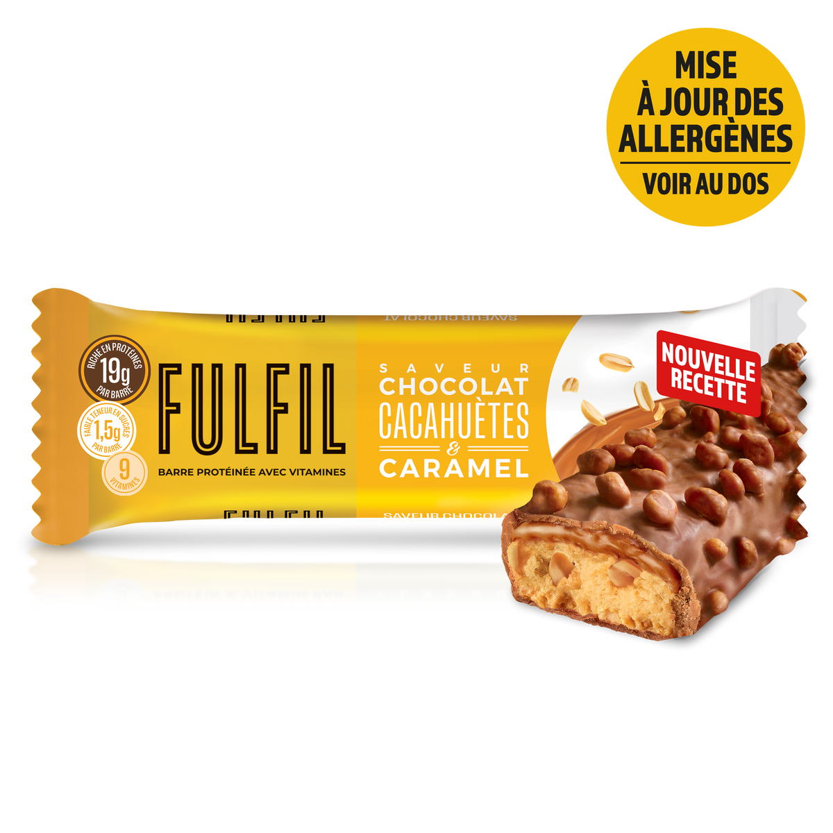 Barre Protéinée Saveur Chocolat, Cacahuètes & Caramel - 12x55g
