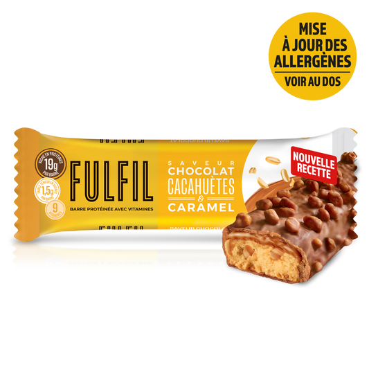 Barre Protéinée Saveur Chocolat, Cacahuètes & Caramel - 12x55g