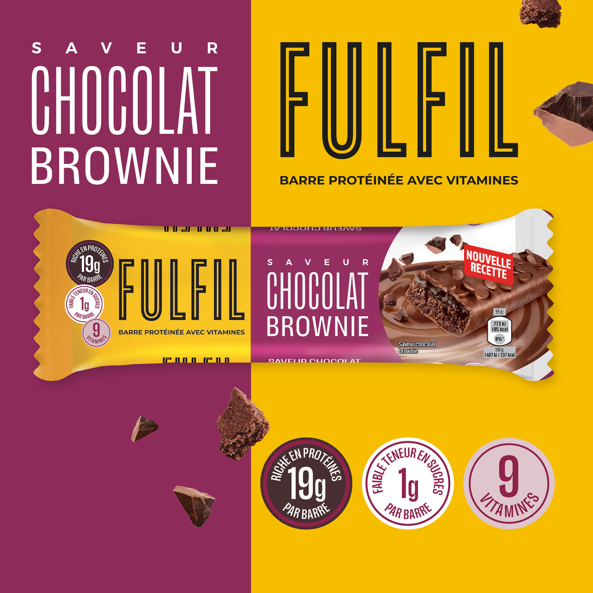 Barre Protéinée Saveur Chocolat Brownie - 12x55g