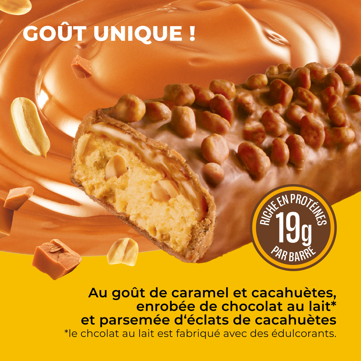 Barre Protéinée Saveur Chocolat, Cacahuètes & Caramel - 12x55g