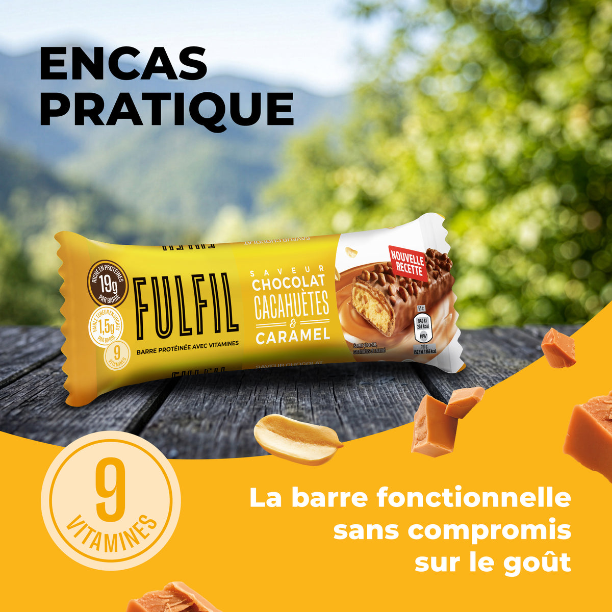 Barre Protéinée Saveur Chocolat, Cacahuètes & Caramel - 12x55g