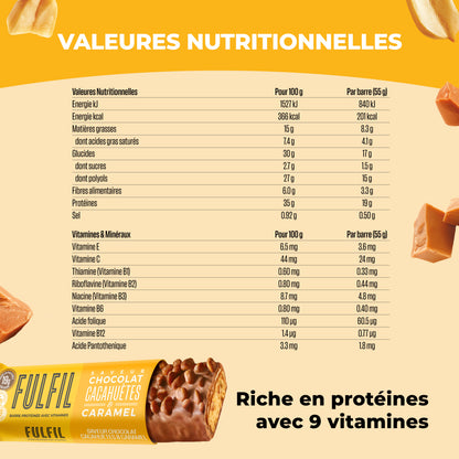 Barre Protéinée Saveur Chocolat, Cacahuètes & Caramel - 12x55g