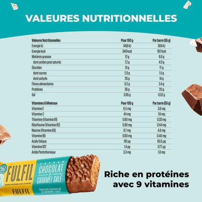 Barre Protéinée Saveur Chocolat & Caramel Salé - 12x55g