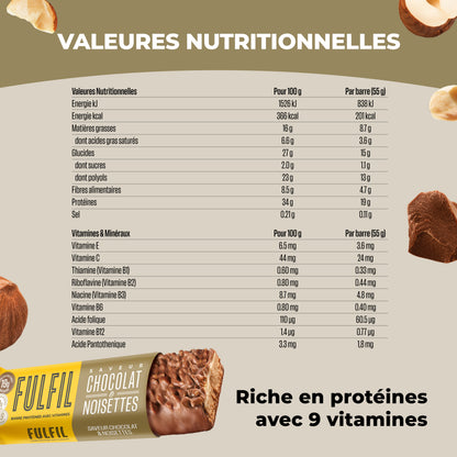 Barre Protéinée Saveur Chocolat & Noisettes - 12x55g